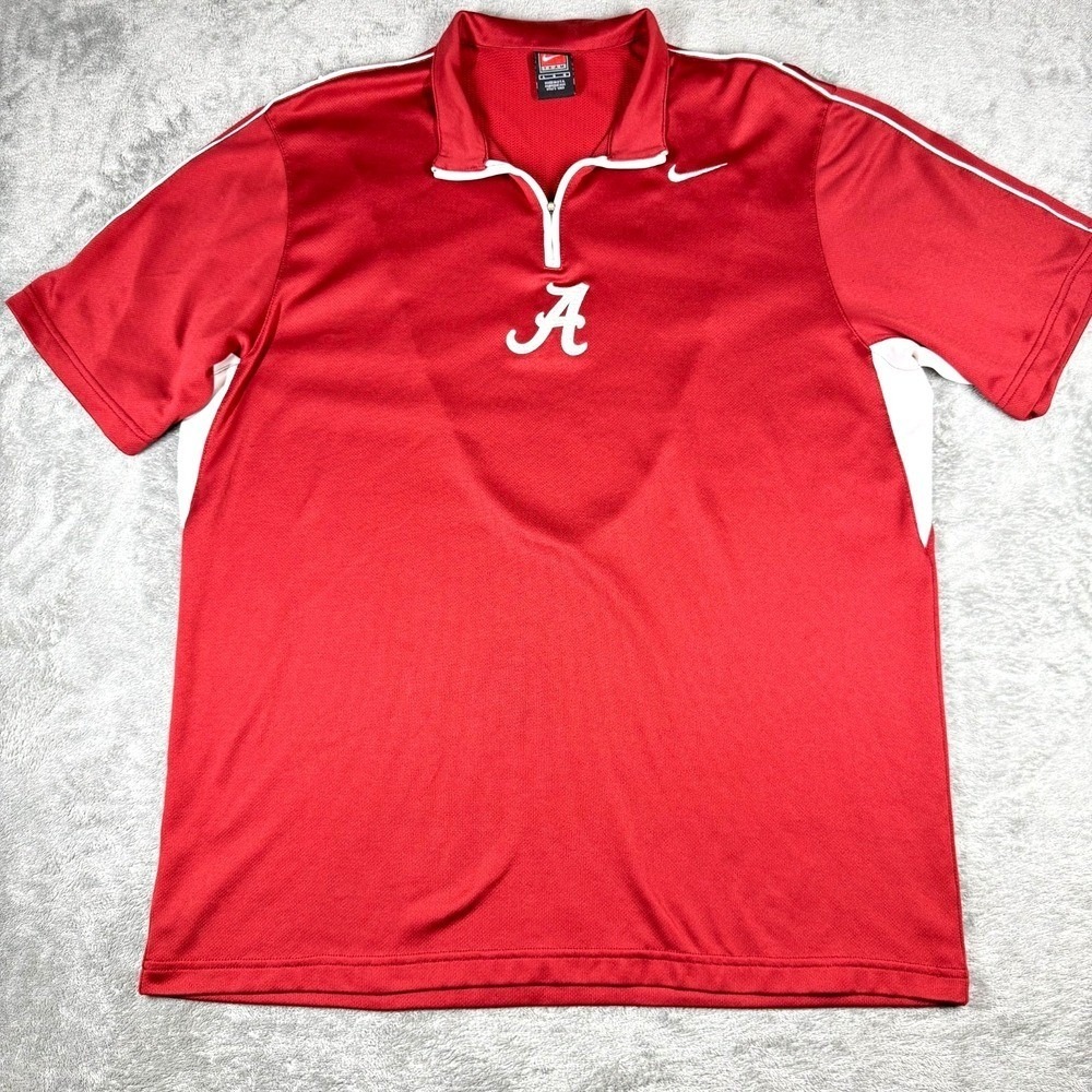 Nike Dri-FIT Alabama Crimson Tide Men's Large Red 1/4 Zip Short Sleeve Shirt‎